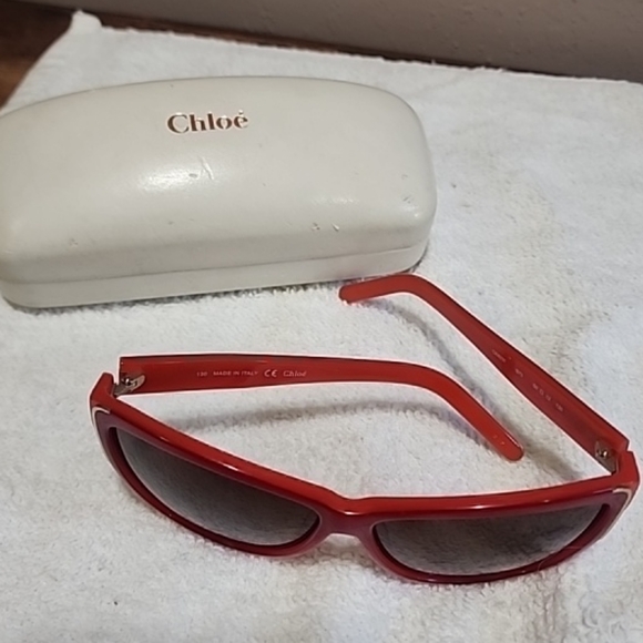 Chloe Authentic Small CE632s 103 Italy 59-12-130 Sunglasses Red Orange Preowned - Picture 12 of 16